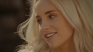 Small bobbed gorgeous blonde teen Naomi Woods blows cock by pool